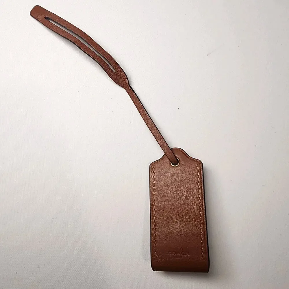 Coach 1941 Leather Clochette Hanging Tag Charm Brass Saddle